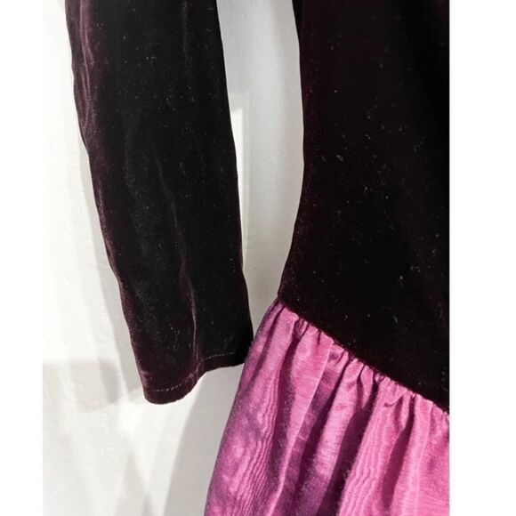 Vintage Jessica McClintock Off Shoulder Velvet Taffeta Purple Burgundy 4 90s 80s - Picture 6 of 10